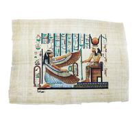 Papyrus égyptien authentique de Hathor et Maat - Œuvre artisanale peinte à la main - Déesse de l'amour et déesse de la justice - 22 × 33 cm - Art traditionnel égyptien