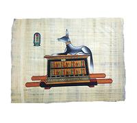 Papyrus égyptien original - Dieu Anubis 22 x 33 cm | Fabriqué et peint à la main en Égypte | Art égyptien décoratif et spirituel