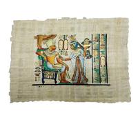 Papyrus égyptien original peint à la main - Toutankhamon et Ankhesenamun - Fabriqué en Égypte - Art traditionnel sur papyrus naturel - 33 x 22 cm