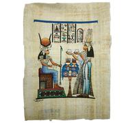 Papyrus égyptien original Peinture à la main de la déesse Hathor et Reine Néfertari Art égyptien décoratif 22 x 33 cm