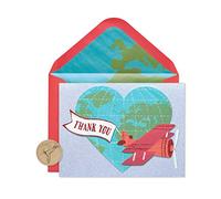 Papyrus Globe avec avion faite à la main dans une boîte Thank You Note Cards, 8-count Globe with Plane