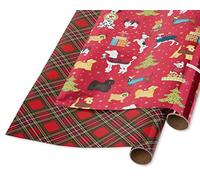 Papyrus Lot de 2 feuilles de papier cadeau de Noël en aluminium, motif chien Holiday Chic et les meilleurs amis du Père Noël