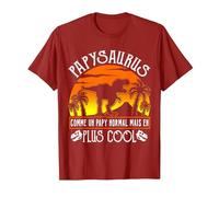 Papysaurus Grand-Père Papou Papy T-Shirt, Homme, Canneberge, L