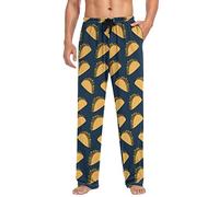 PAQGSREM Pantalon de pyjama pour homme, motif dessin animé avec tacos pantalon de pyjama pour homme, pantalon de détente avec poches, Tacos, S