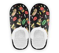 PAQGSREM Pantoufles pour homme et femme - Chaudes, antidérapantes et confortables - Pour l'intérieur et le voyage, Pizza Soda drôle Hot Dog, 8 UK Men/ 10 UK Women Wide