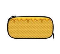 PAQGSREM Trousse à crayons avec imprimé nid d'abeille et miel - Grande capacité - Trousse à crayons - Fermeture éclair - Sac de rangement pour cosmétiques et maquillage, Comme indiqué sur la photo,