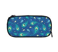 PAQGSREM Trousse à crayons avec motif plumes de paon volantes - Grande capacité - Avec fermeture éclair - Sac de rangement pour cosmétiques et maquillage, Comme indiqué sur la photo, Taille unique,