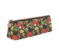 PAQGSREM Trousse à crayons en cuir à motif champignons avec fermeture éclair pour stylos, maquillage, cosmétiques, papeterie, pour l'école, le travail, le bureau, Comme indiqué sur la photo, Taille