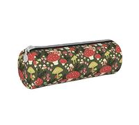 PAQGSREM Trousse à crayons en cuir à motif champignons avec fermeture éclair pour stylos, maquillage, cosmétiques, papeterie pour l'école, le travail, le bureau, Comme indiqué sur la photo, Taille