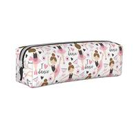PAQGSREM Trousse à crayons en cuir avec fermeture éclair Motif ballerine, Comme indiqué sur la photo, Taille unique, Trousse à crayons
