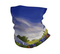 PAQOLSMCKR Cache-cou pour homme et femme, noir, gris, blanc, camouflage, couverture péritel, séchage rapide, pour la pêche, Texas Bluebonnets Paysage, Taille unique
