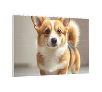 PAQOLSMCKR Casse-tête carré en brique de construction pour chien corgi mignon - Puzzle de blocs photo personnalisés pour adultes - Décoration d'intérieur - Cadeau