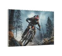 PAQOLSMCKR Casse-tête carré en briques de construction de tournoi de vélo de montagne - Puzzle de bloc photo personnalisé pour adultes - Décoration d'intérieur - Cadeau