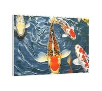 PAQOLSMCKR Casse-tête carré en briques de construction japonaises fantaisies carpes koï carpes puzzle de blocs de construction puzzle personnalisé pour adultes décoration d'intérieur cadeau