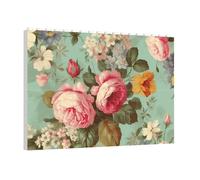 PAQOLSMCKR Casse-tête de briques de construction carré vintage floral floral bloc de construction puzzle personnalisé pour adultes décoration d'intérieur cadeau