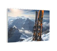 PAQOLSMCKR Casse-tête de briques de construction carrés sur montagne - Puzzle de blocs photo personnalisés pour adultes - Décoration d'intérieur - Cadeau