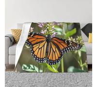 PAQOLSMCKR Couverture réversible en flanelle pour canapé, camping, toutes saisons (127 x 101,6 cm, motif papillon monarque)