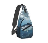 PAQOLSMCKR DNA Genetic Helix Sac à dos à bandoulière pour homme et femme pour voyage, sport, course à pied, Thon rouge Thunnus, Taille unique
