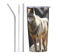 PAQOLSMCKR Gobelet isotherme en acier inoxydable avec couvercle de 591 ml - Gobelet isotherme à double paroi pour le voyage - Tasse à café réutilisable en voiture pour le café