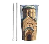 PAQOLSMCKR Gobelet isotherme en acier inoxydable avec couvercle de 591 ml - Gobelet isotherme à double paroi pour l'église arménienne - Tasse à café réutilisable pour le voyage - Tasse à café