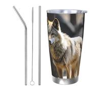 PAQOLSMCKR Gobelet isotherme en acier inoxydable avec couvercle de 591 ml - Gobelet isotherme à double paroi pour le voyage - Tasse à café réutilisable en voiture pour le café
