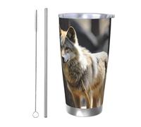 PAQOLSMCKR Gobelet isotherme en acier inoxydable avec couvercle de 591 ml - Gobelet isotherme à double paroi pour le voyage - Tasse à café réutilisable en voiture pour le café