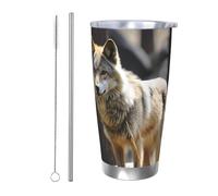 PAQOLSMCKR Gobelet isotherme en acier inoxydable avec couvercle de 591 ml - Gobelet isotherme à double paroi pour le voyage - Tasse à café réutilisable en voiture pour le café