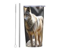 PAQOLSMCKR Gobelet isotherme en acier inoxydable avec couvercle de 591 ml - Gobelet isotherme à double paroi pour le voyage - Tasse à café réutilisable en voiture pour le café