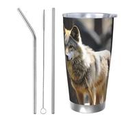 PAQOLSMCKR Gobelet isotherme en acier inoxydable avec couvercle de 591 ml - Gobelet isotherme à double paroi pour le voyage - Tasse à café réutilisable en voiture pour le café