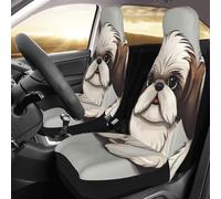 PAQOLSMCKR Lot de 2 housses de siège de voiture pour voiture Shih Tzu - Avec sangle élastique - Imperméables - Accessoires automobiles