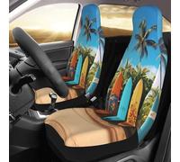 PAQOLSMCKR Lot de 2 housses de siège de voiture pour voitures Surf's Up Surf's Up Surfboard - Avec sangle élastique - Imperméables - Accessoires auto - Lot de 2