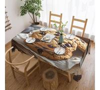 PAQOLSMCKR Nappe rectangulaire - 137 x 182 cm - Motif cookies - Imperméable - Anti-éclaboussures - Infroissable - Décoration pour cuisine et camping