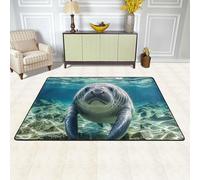 PAQOLSMCKR Paillasson antidérapant - Attrape la saleté - Lavable en machine - Motif animaux de l'océan - Pour intérieur et extérieur - Pour garage, terrasse, porche, ferme