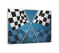 PAQOLSMCKR Puzzle de briques de construction carré à motif de drapeaux à carreaux - Puzzle de blocs de construction personnalisés pour adultes - Décoration d'intérieur - Cadeau