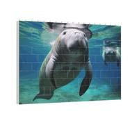 PAQOLSMCKR Puzzle de briques de construction carré océan animal lamantin puzzle de bloc de construction personnalisé pour adultes décoration d'intérieur cadeau