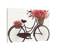 PAQOLSMCKR Puzzle de briques de construction carré rouge avec fleurs - Puzzle de bloc photo personnalisé pour adultes - Décoration d'intérieur - Cadeau