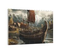 PAQOLSMCKR Puzzle de briques de construction carré vieux bateau viking _78819509 Puzzle de blocs de construction personnalisés pour adultes Décoration d'intérieur Cadeau