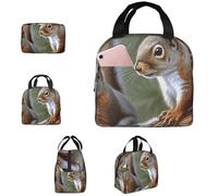 PAQOLSMCKR Sac à déjeuner pour femme et homme - Boîte à déjeuner isotherme portable - Petit écureuil - Sac fourre-tout réutilisable pour le travail et le pique-nique