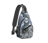 PAQOLSMCKR Sac à dos à bandoulière pour homme et femme - Berger allemand noir - Sac à bandoulière pour voyage, sport, course à pied, Fantasy Wolf, Taille unique