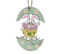 Pâque De Pâques en Bois - Bunny Suspendu Au Lapin E, avec Un Œuf Étoilé, Un Cintre en Bois | Art Mural De Pâques Coloré, Décoration pour Votre Entrée, Chambre pour, Salle De Jeux.