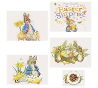 Pâques Élégante，Décoration Pâques Élégante - Set de 4 Plaques de Table en Lin Imprimées avec Lapins, Œuf, Poussin & Fleur pour la Maison