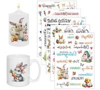 Pâques Rub On Lot de 5 PCS Stickers pour Meubles, Tatouages de Bougies Pâques pour Anniversaire, Mariage, Maison, Film d'essuyage pour Meubles, Verre, Bois, Album Photo, Bricolage