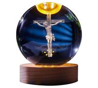 Pâques Statue Figurines Lampe de nuit en cristal de Pâques, astronaute, planète, globe, système solaire 3D avec base lumineuse LED, lampe d'astronomie, cadeau d'anniversaire (A, A)