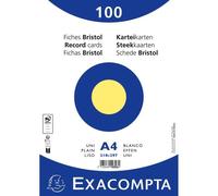 Paquet 100 fiches sous film - bristol uni non perforé 210x297mm - Jaune