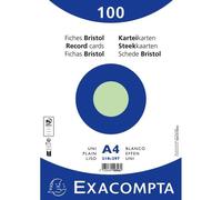 Paquet 100 fiches sous film - bristol uni non perforé 210x297mm - Vert