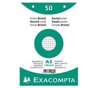 Paquet 50 fiches bristol sous film - blanc quadrille 5x5 perfore 148x210mm