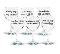 Paquet. 6 Verres Boule À Cocktail En Cristal 64,5 Cl. Phrases Drôles Nouvelle Saison