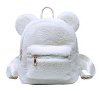 Paquet à Dos Peluche Blanc à Oreilles D’ours pour Filles, Grand Format | Résistant à L’usure, Usage Shopping et Balade Entre Amies, Multi-usage