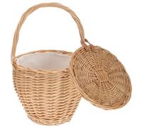 Paquet à Main en Osier Tressé Français 1 Pièce, Grand Format | Rotin Tissé à Main, Réutilisable pour Fruits et Encas, Kaki, Photo, Shopping, Style Classique Couleur Aléatoire