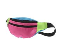 Paquet Banane Fluo Rave Rétro, Léger, Réglable, Rangement Organisé | Polyester et Métal, Deux Compartiments, Style Color Block Néon, pour Jogging et Fête